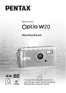 Pentax Optio W20 manual. Camera Instructions.